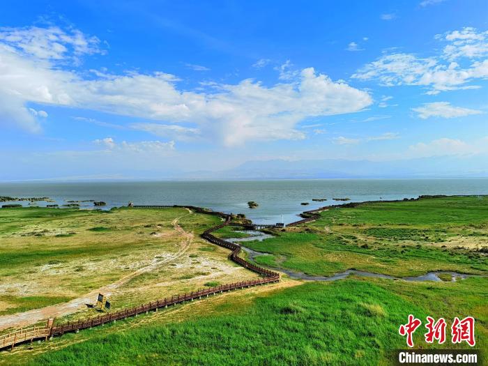 圖為航拍都蘭湖國(guó)家濕地公園?！∑钤鲚?攝