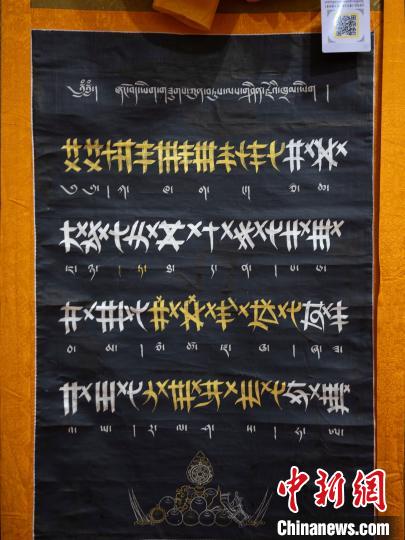 《象雄藏文書法唐卡大集》多以象雄時期的列磚體、稞體、烏金體等藏文字體書寫而成。　江飛波 攝